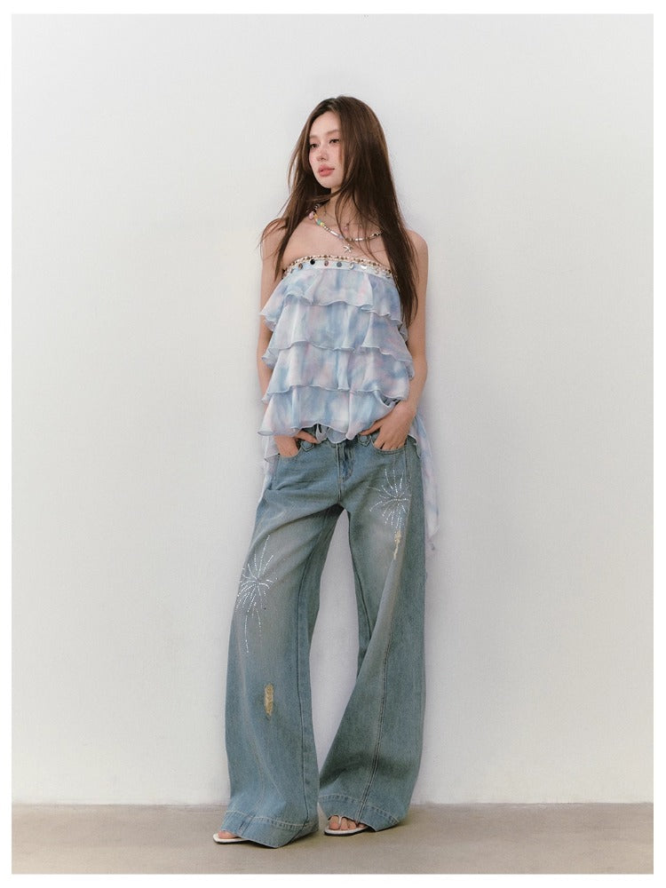 Ribbon-Strap Cake Top & Skirt Set