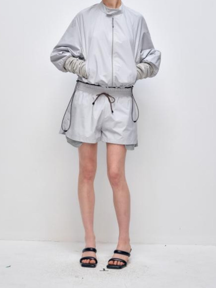 Color Block Outdoor Sports Jacket & Shorts Set