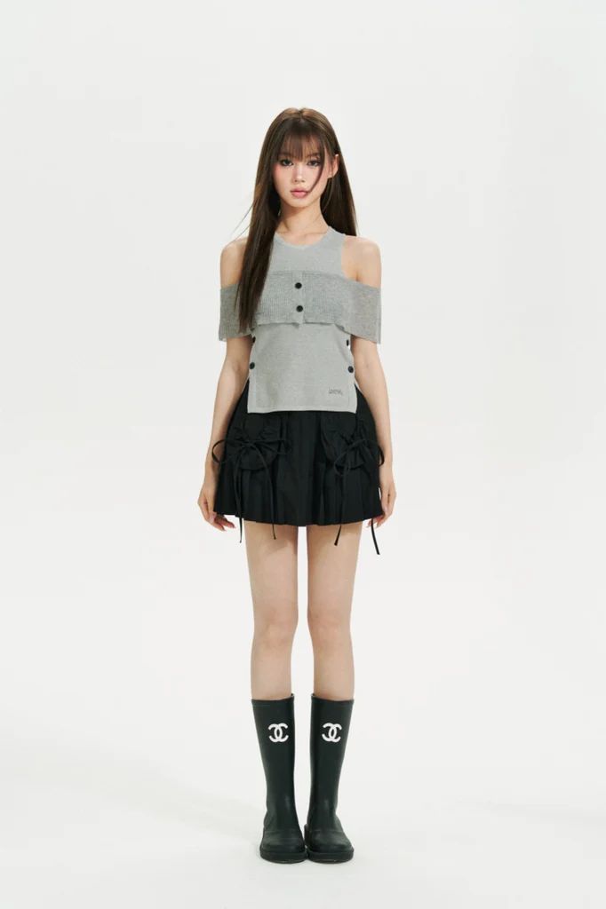 Black & Grey Cut-out Tank Top
