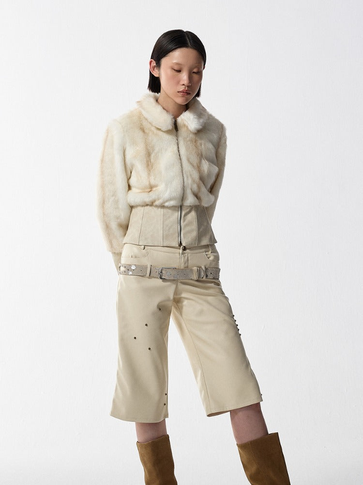 Eco-friendly Slim-Fit Leather Panel Jacket