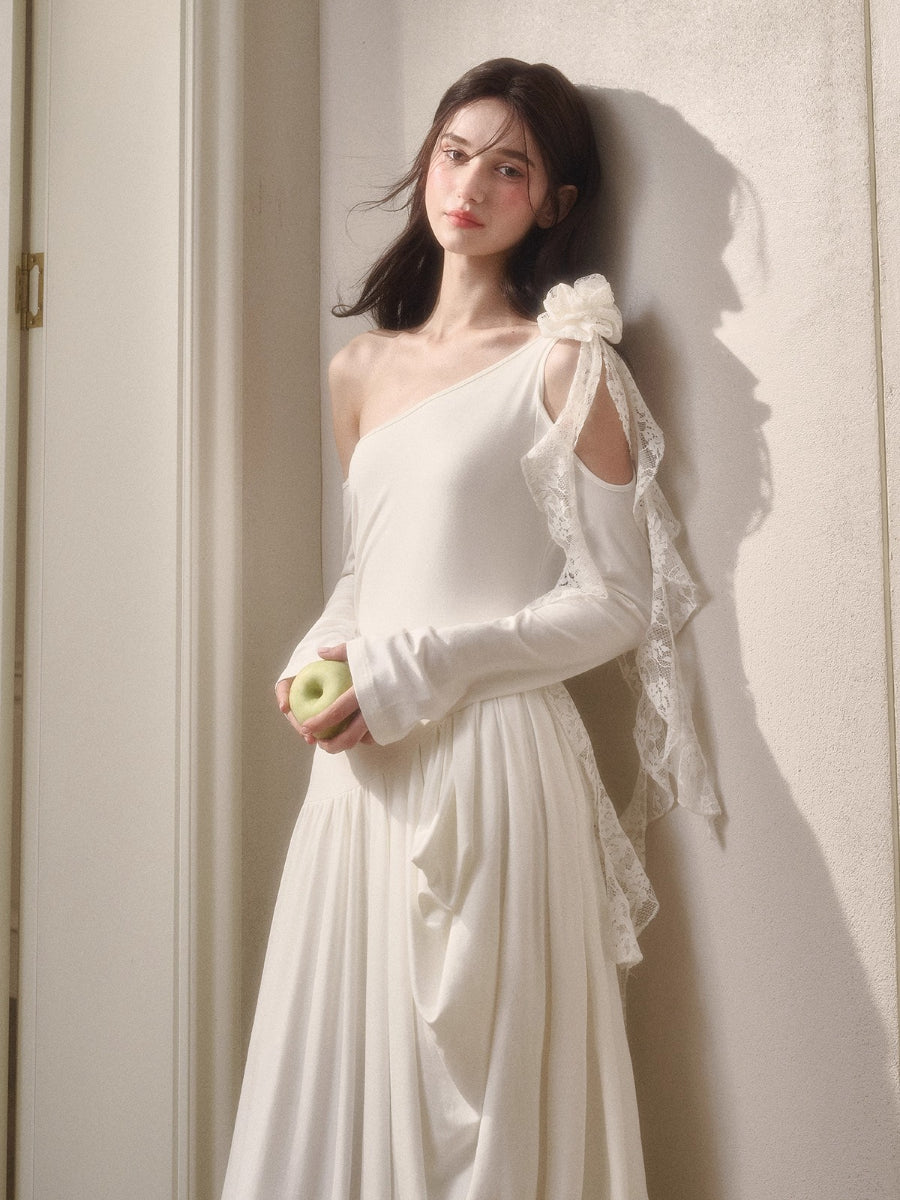 Hot Milk Off-Shoulder Knit Maxi Dress