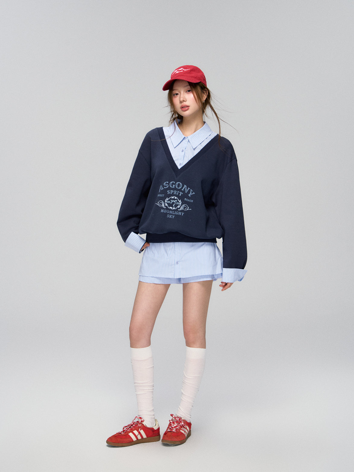 Yellow & Navy Collegiate Butterfly Sweatshirt & Skirt Set