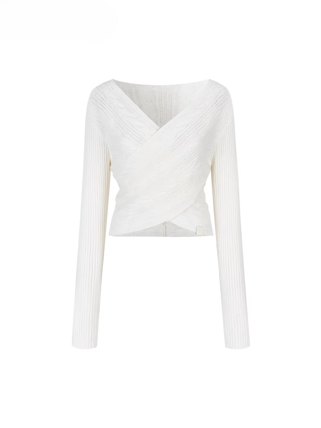 Twist-Knit Crossed Pullover