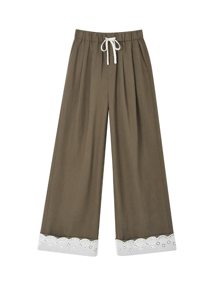 Lace Trim Patchwork Trousers