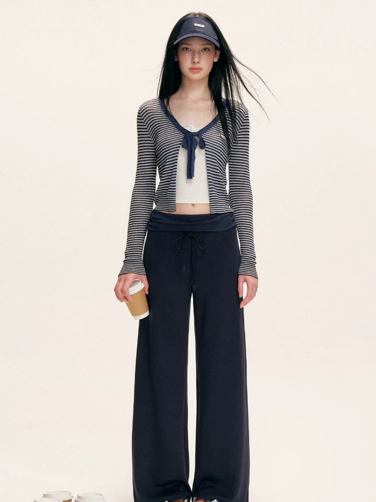 Textured Stripe V-neck Cardigan