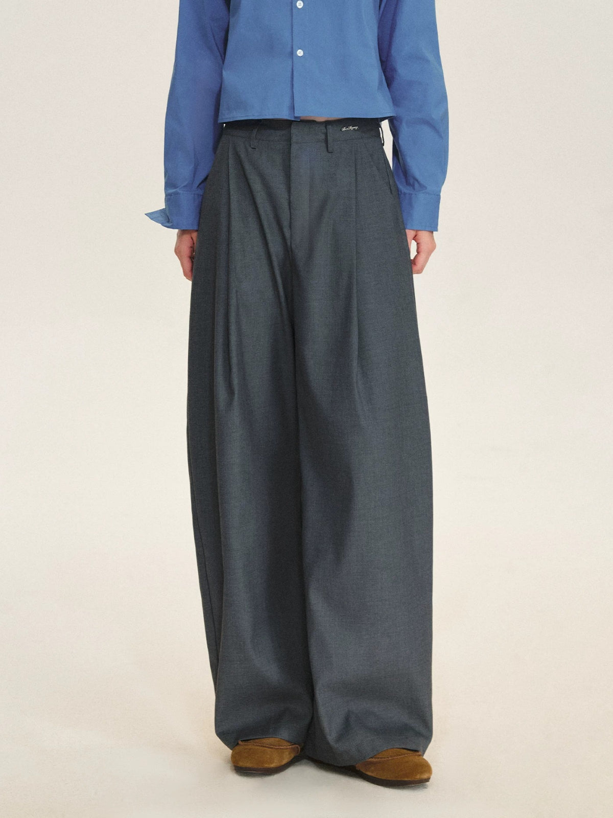 Minimalist Pleated Wide Leg Trousers