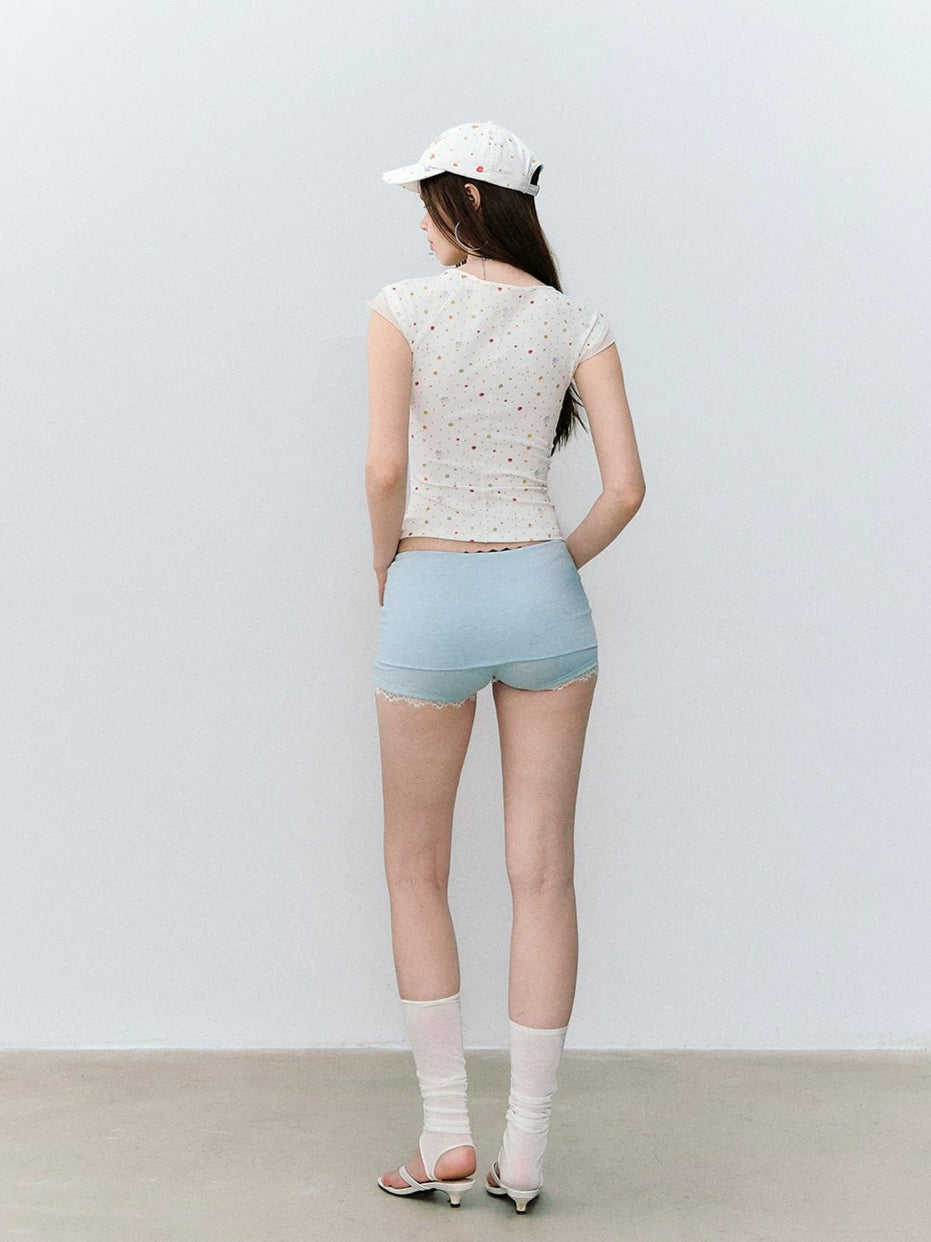 Twisted Shoulder Shorts Set
