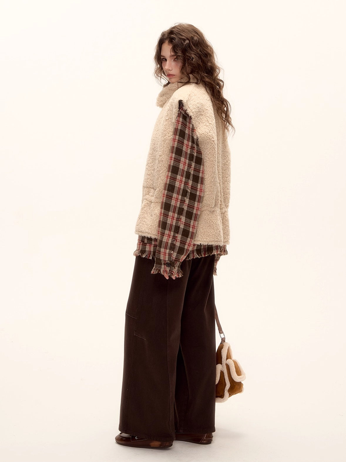 Reversible Suede Drawstring Shearling Vest