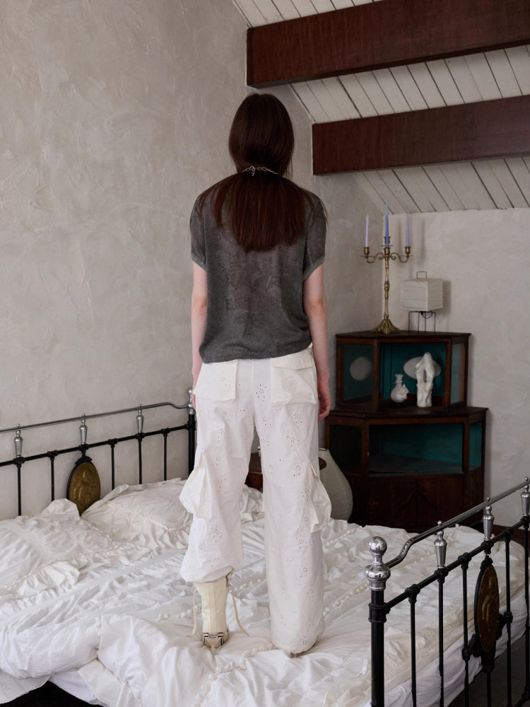 Jacquard Embroidered Multi-pocket Cargo Pants