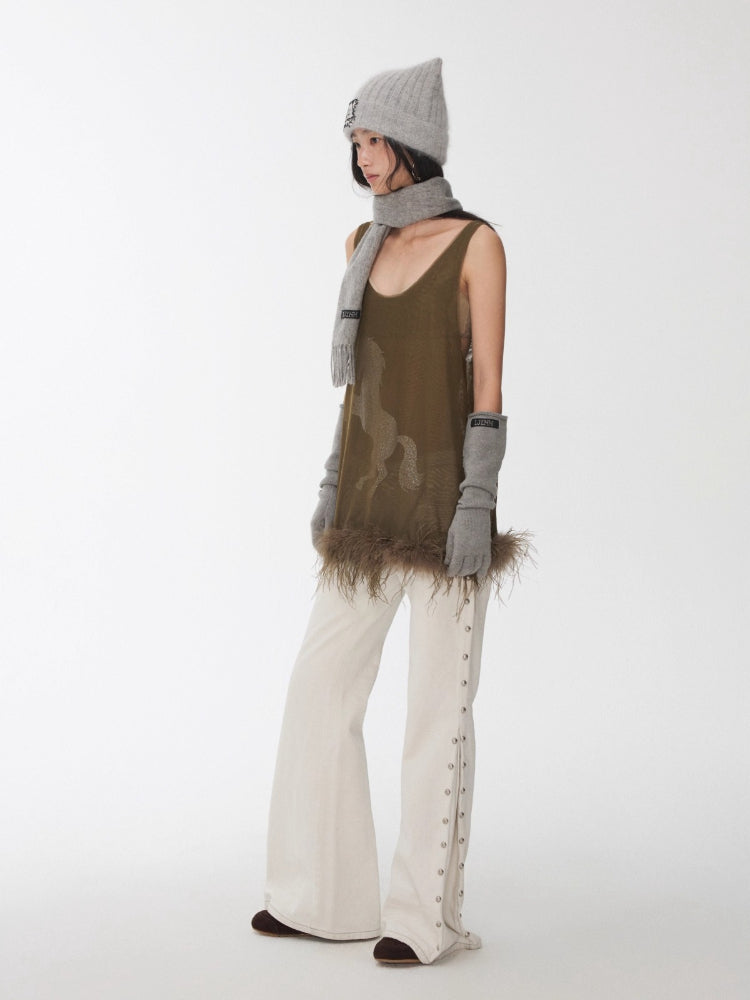 Ostrich Hem Mesh Tank