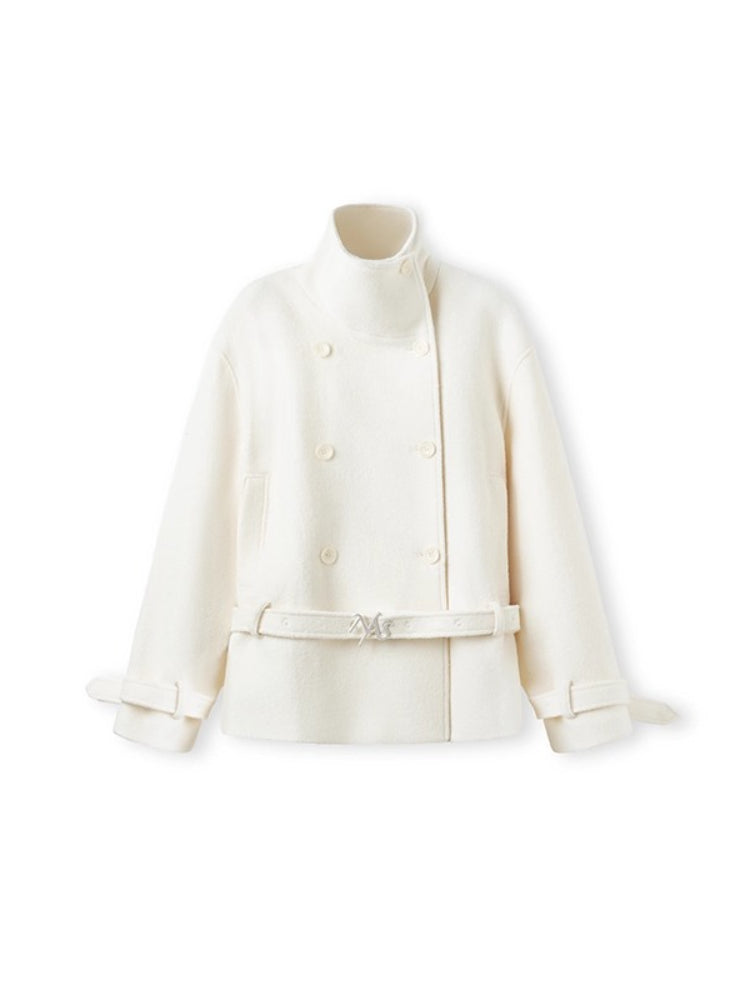 "Djembe Series" 90% Wool Bouclé Layered-Collar Wool Jacket