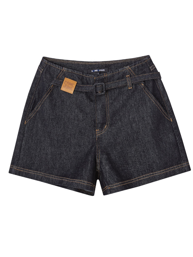 Slimming High-Waisted A-Line Denim Shorts