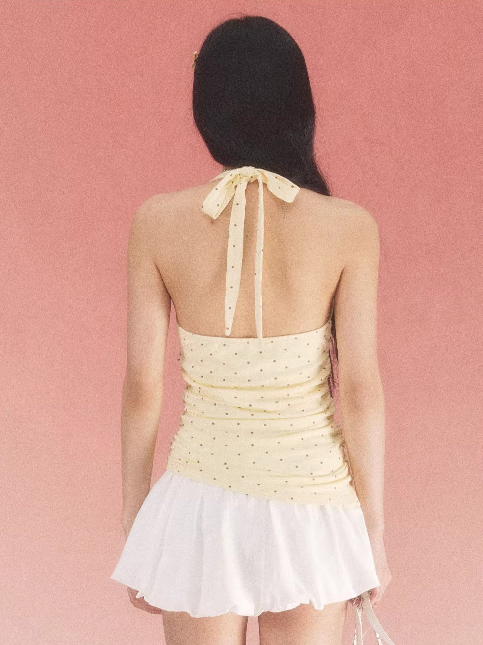 Yellow Polka Dot Halter Dress