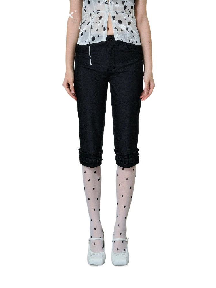 Black Lace Cropped Pants