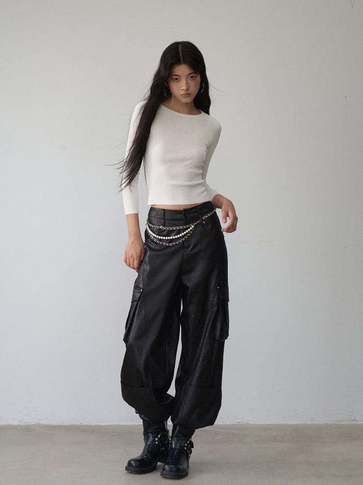 Rhinestone Heart Wings Slim Long-sleeved T-shirt