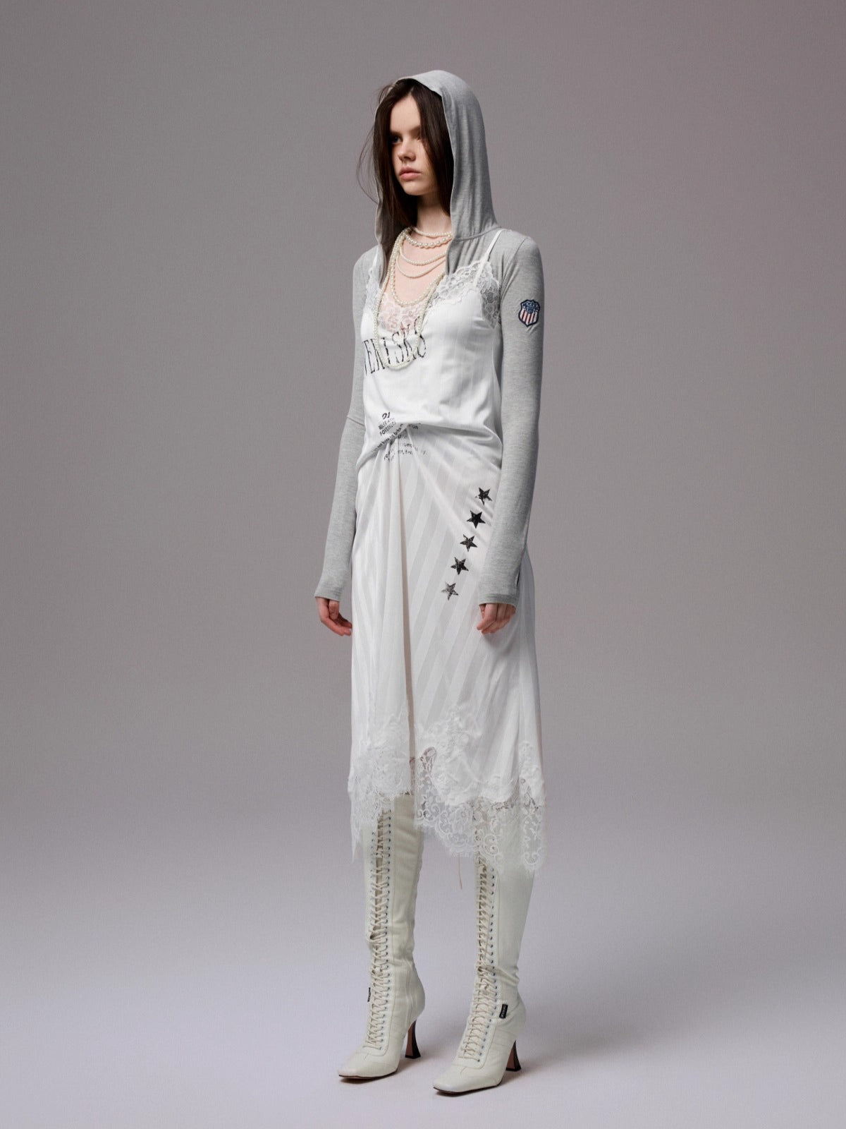 Hooded Zip Slim Long-Sleeve T-shirt