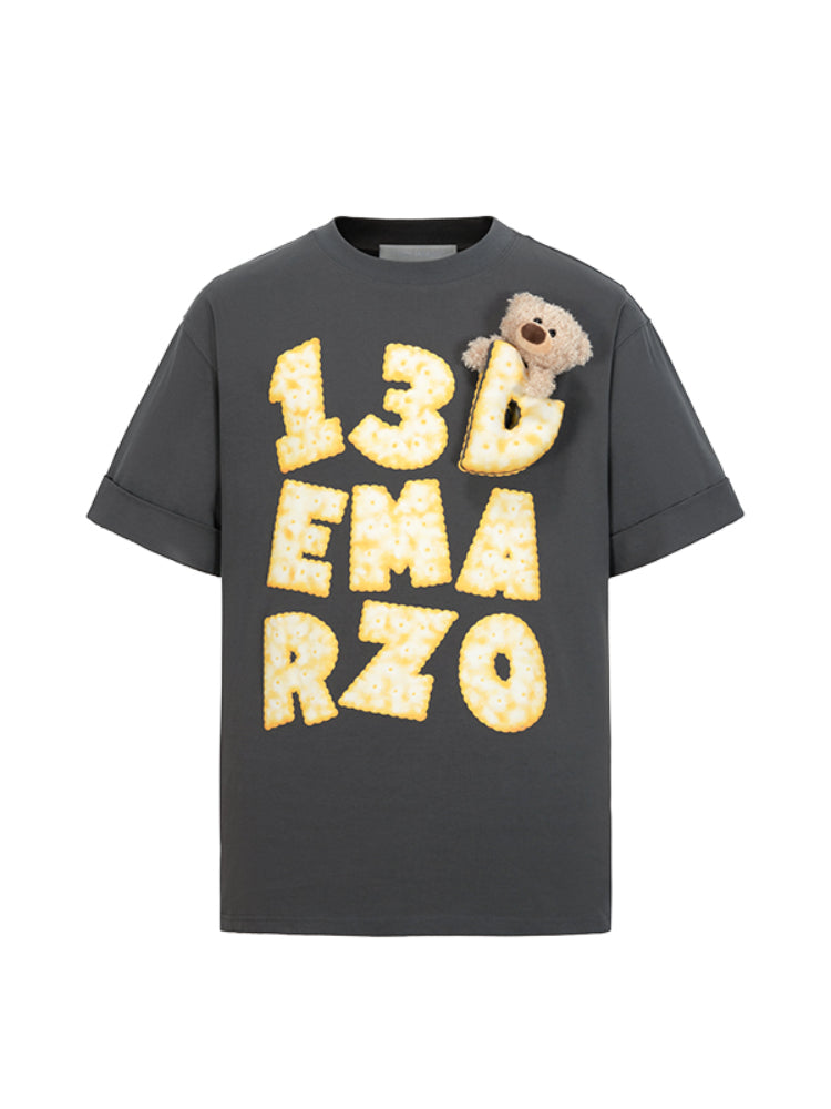 Cookie Illustration Round-Neck T-Shirt