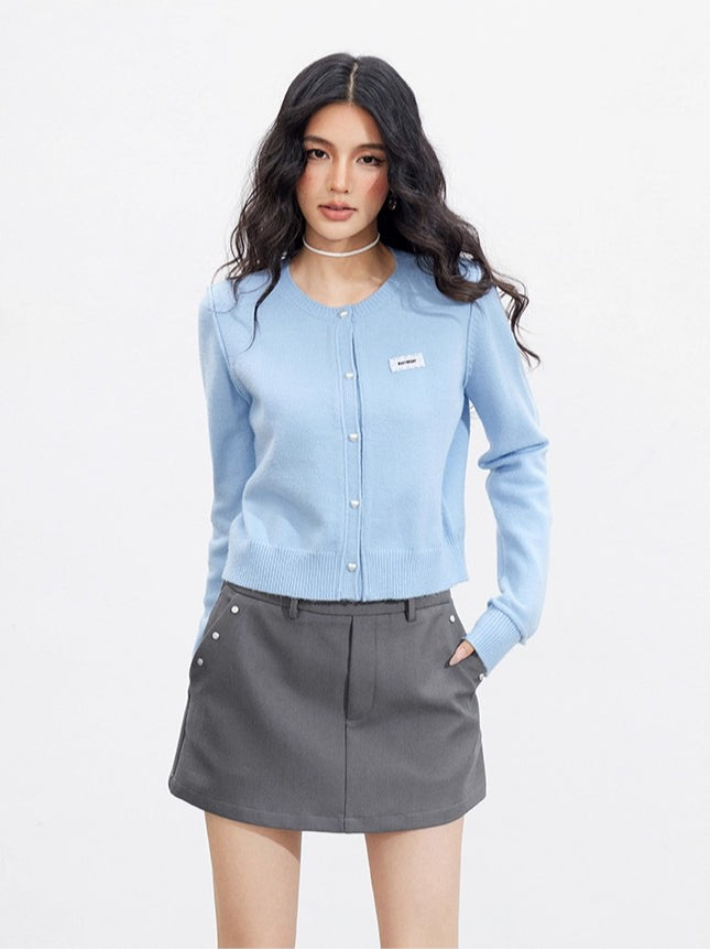 Blue & Yellow Rolled Hem Knit Cardigan