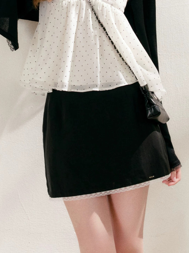 Lace Trim A-Line Skirt