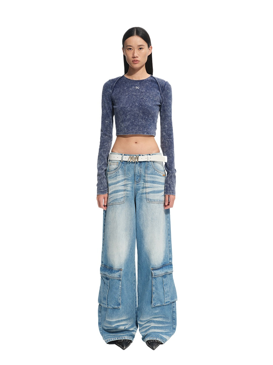 Washed Denim Long-Sleeve T-shirt