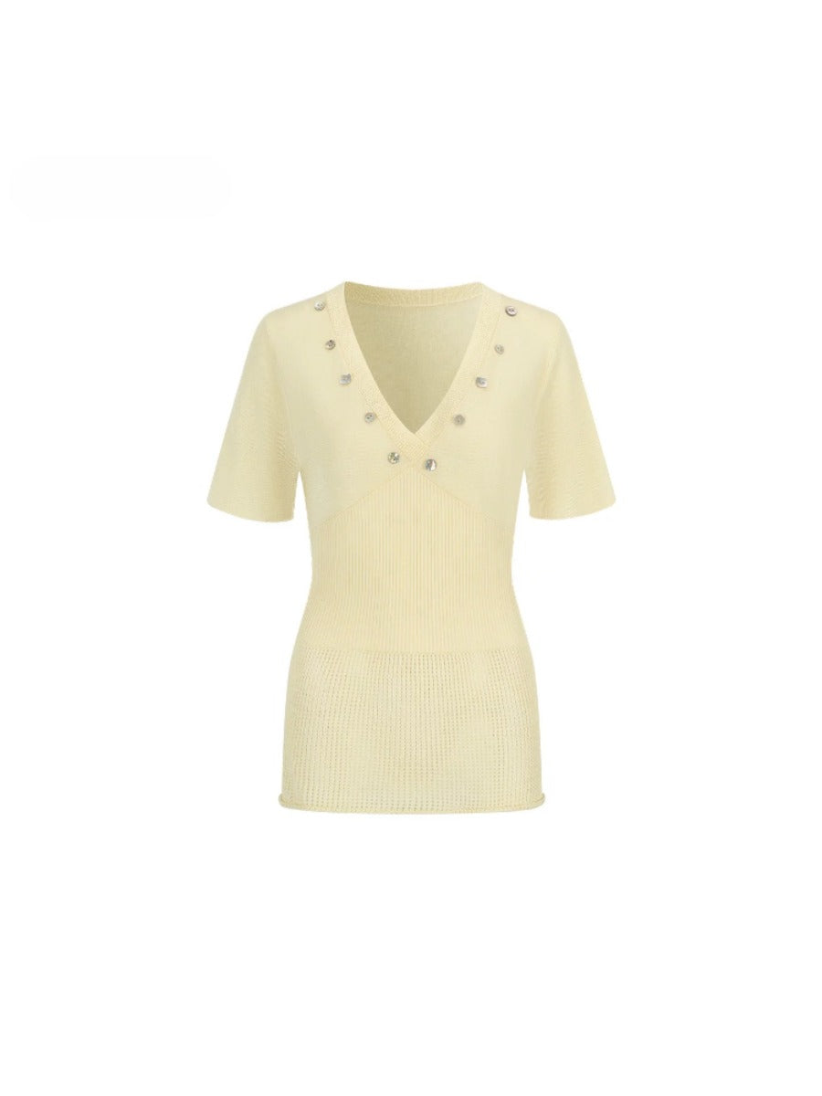 Cutout V-Neck Knit Top