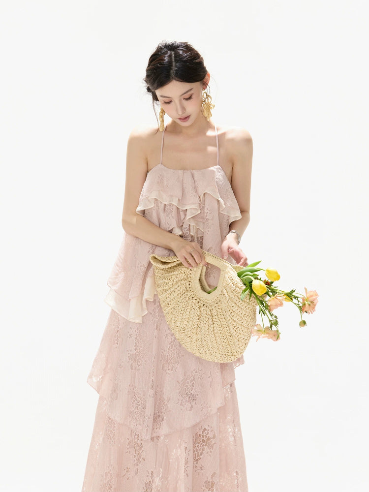 Chiffon Ruffle Maxi Dress