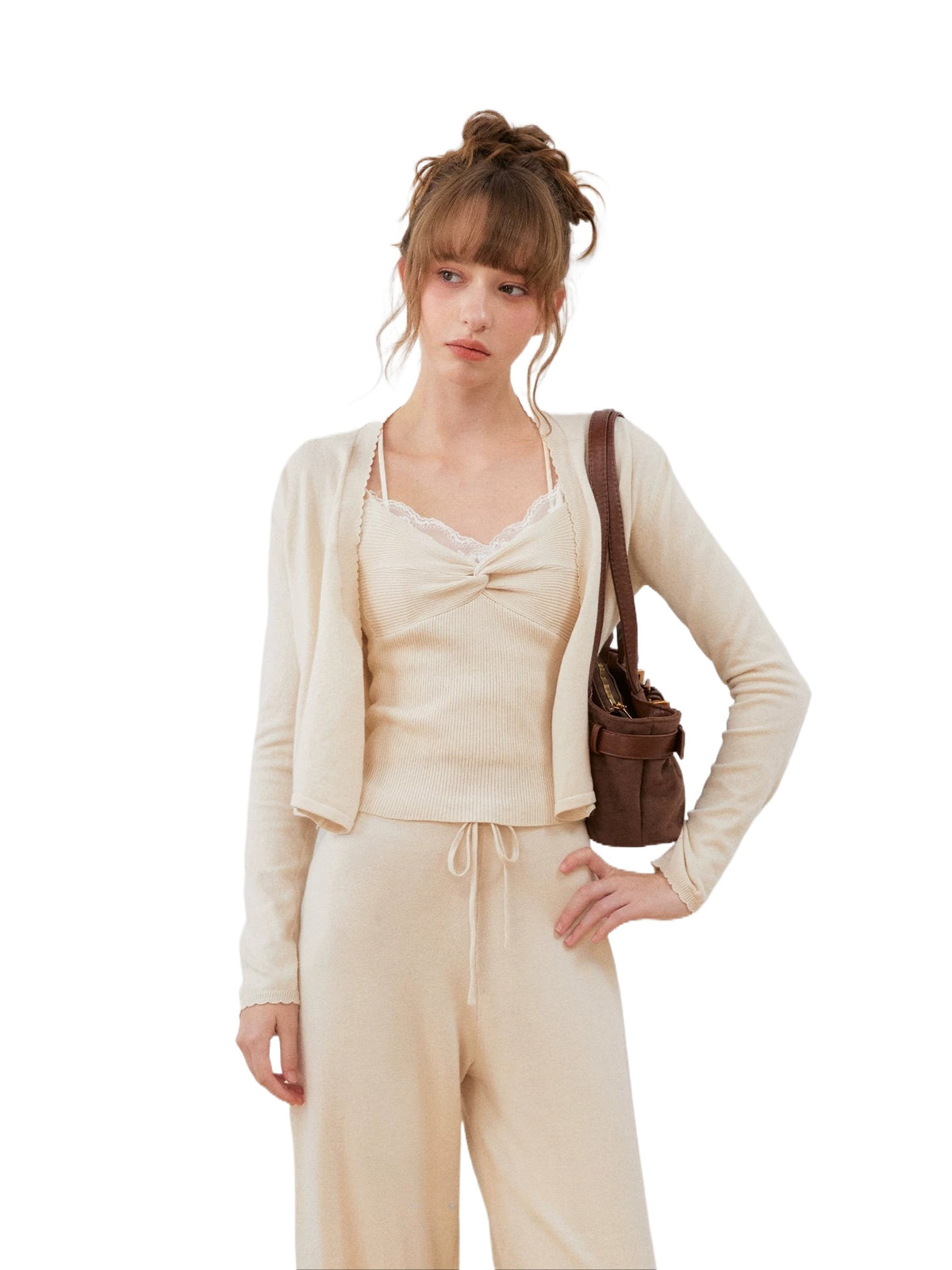 Knotted Wave Trim Knit Set