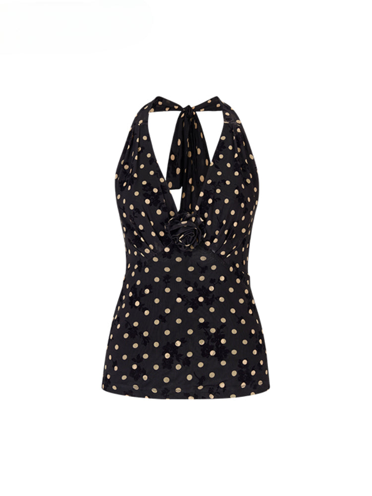 Polka Dot Rose Halter Vest