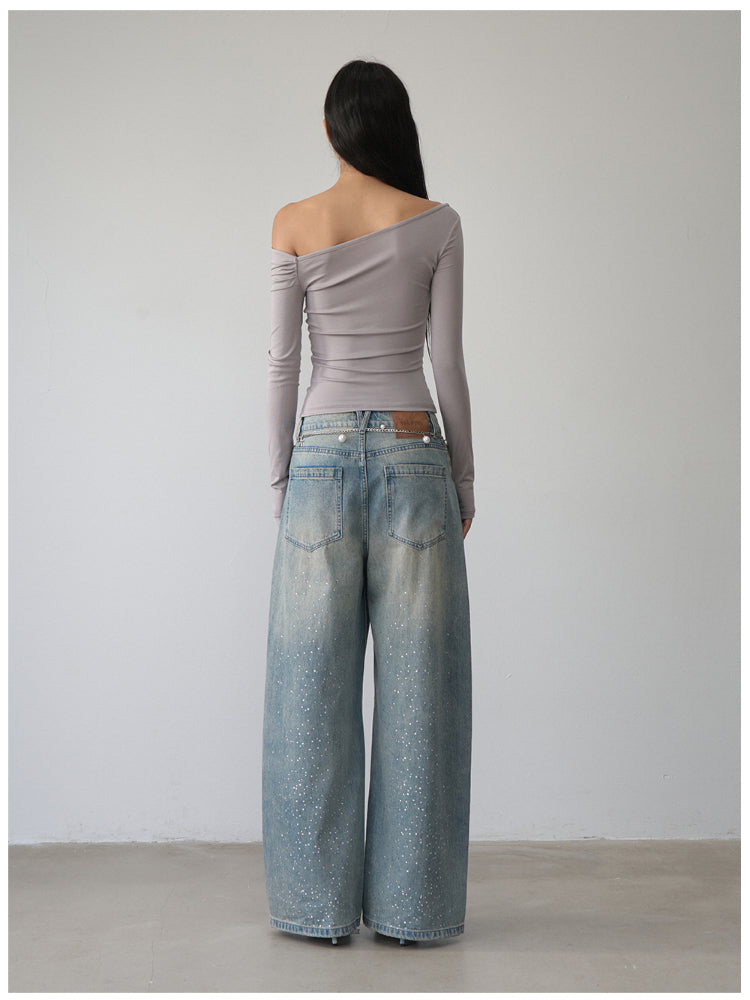 Double-Chain Asymmetric Long-Sleeve T-Shirt