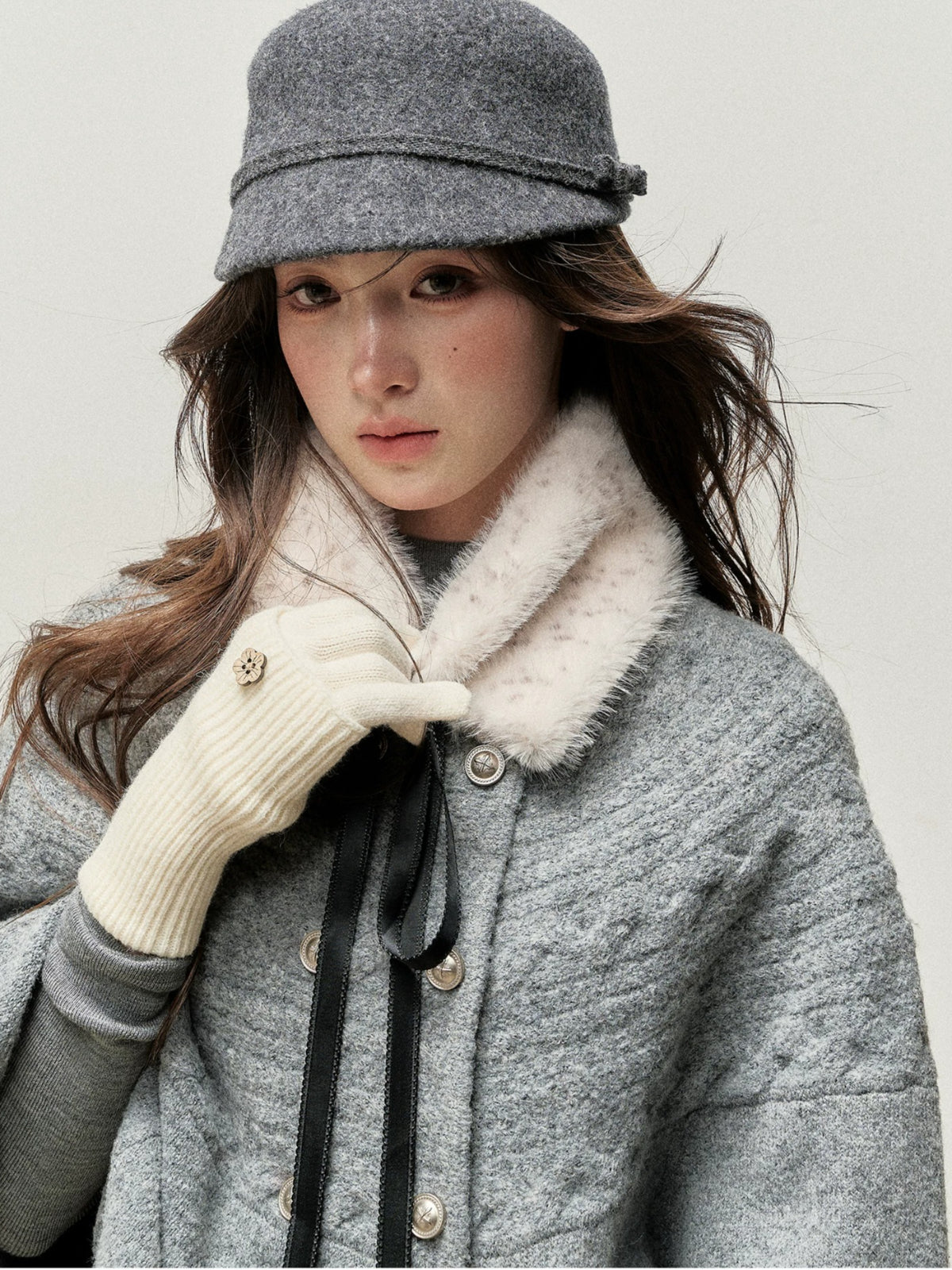 Vintage Bow Faux Fur Collar