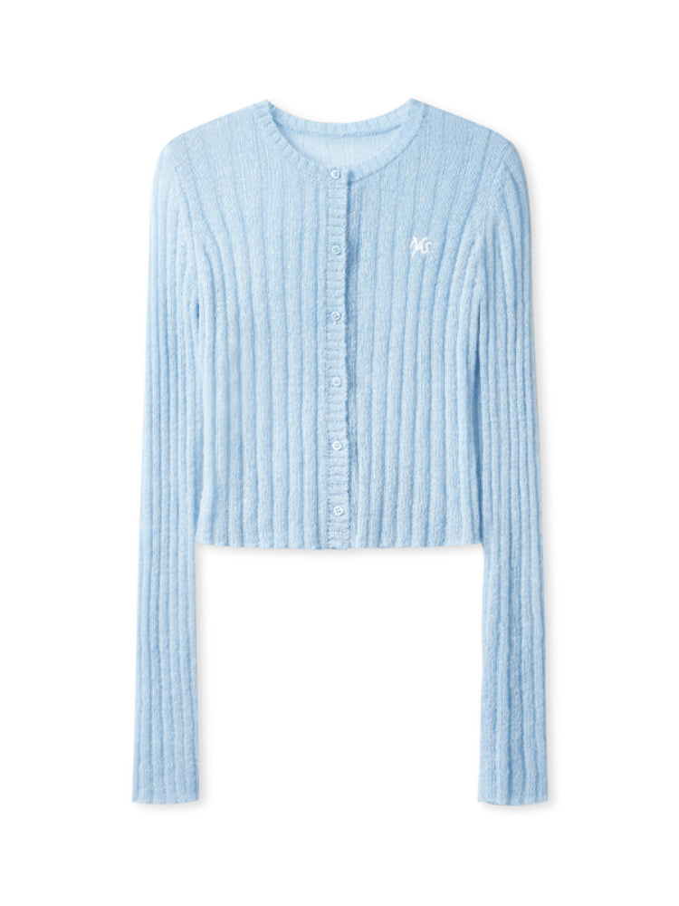 Alpaca Mohair Slim Fit Hollow-out Knit Top