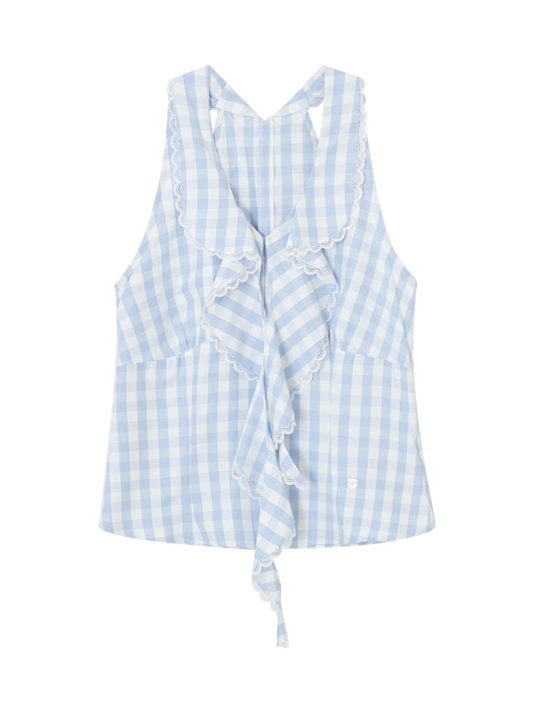 V-Neck Lace Halter Vest