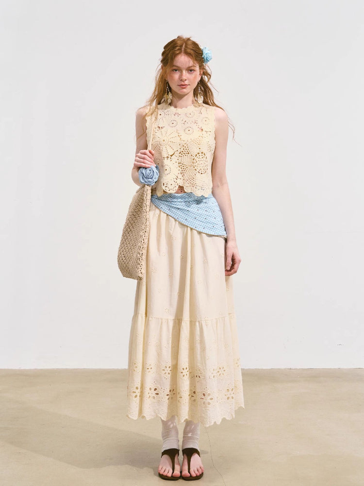 Hollow Lucky Flower Crochet Top & Skirt Set