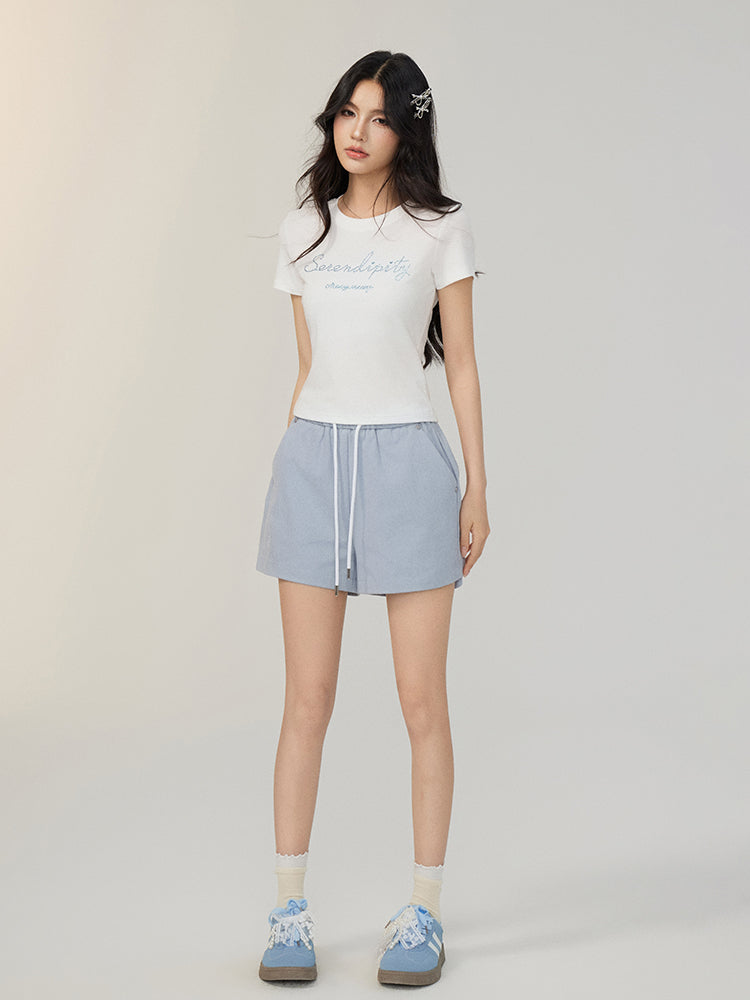 Lace-Trimmed and Tied Shorts