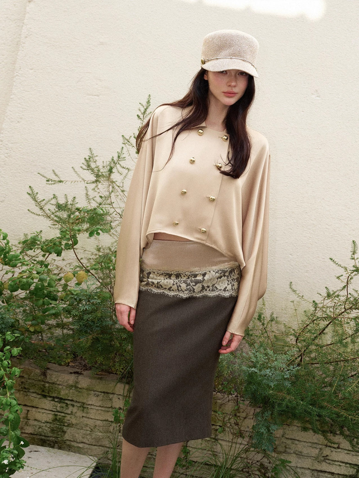 Satin Batwing Sleeve Top