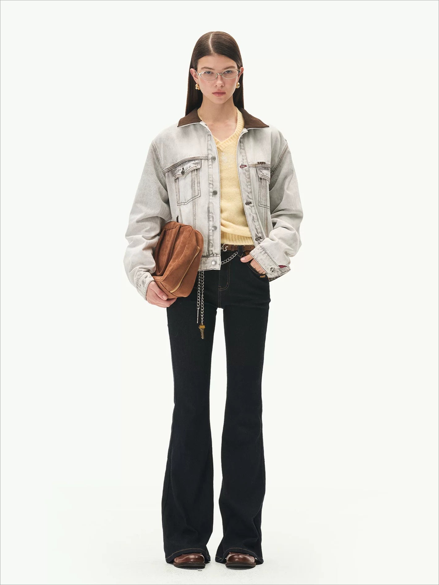 Contrast Suede Denim Jacket