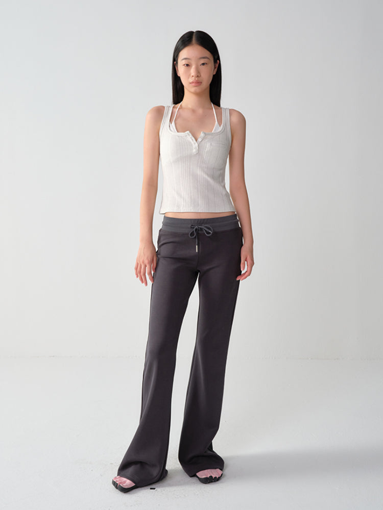 U-Neck Sleeveless Silver-Thread Camisole Tank Top