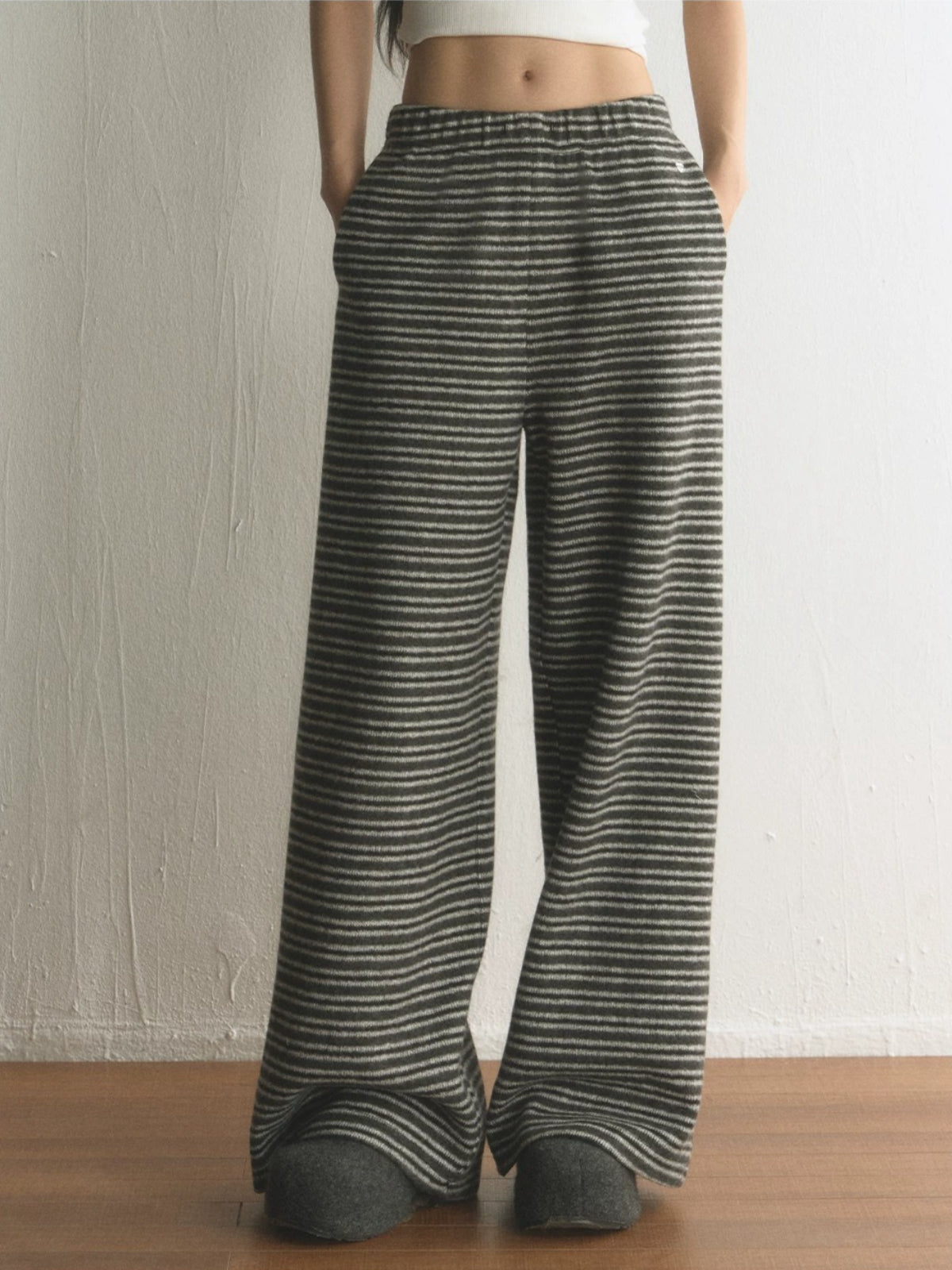 Striped High Waisted Wide Leg Pants