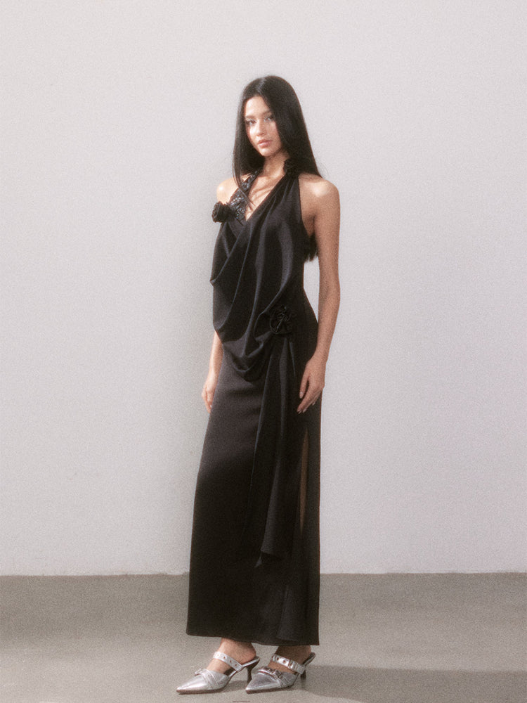 Ouro Shiny Satin Long Dress