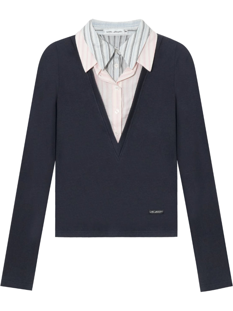 Fake Three-piece Contrast Color Polos