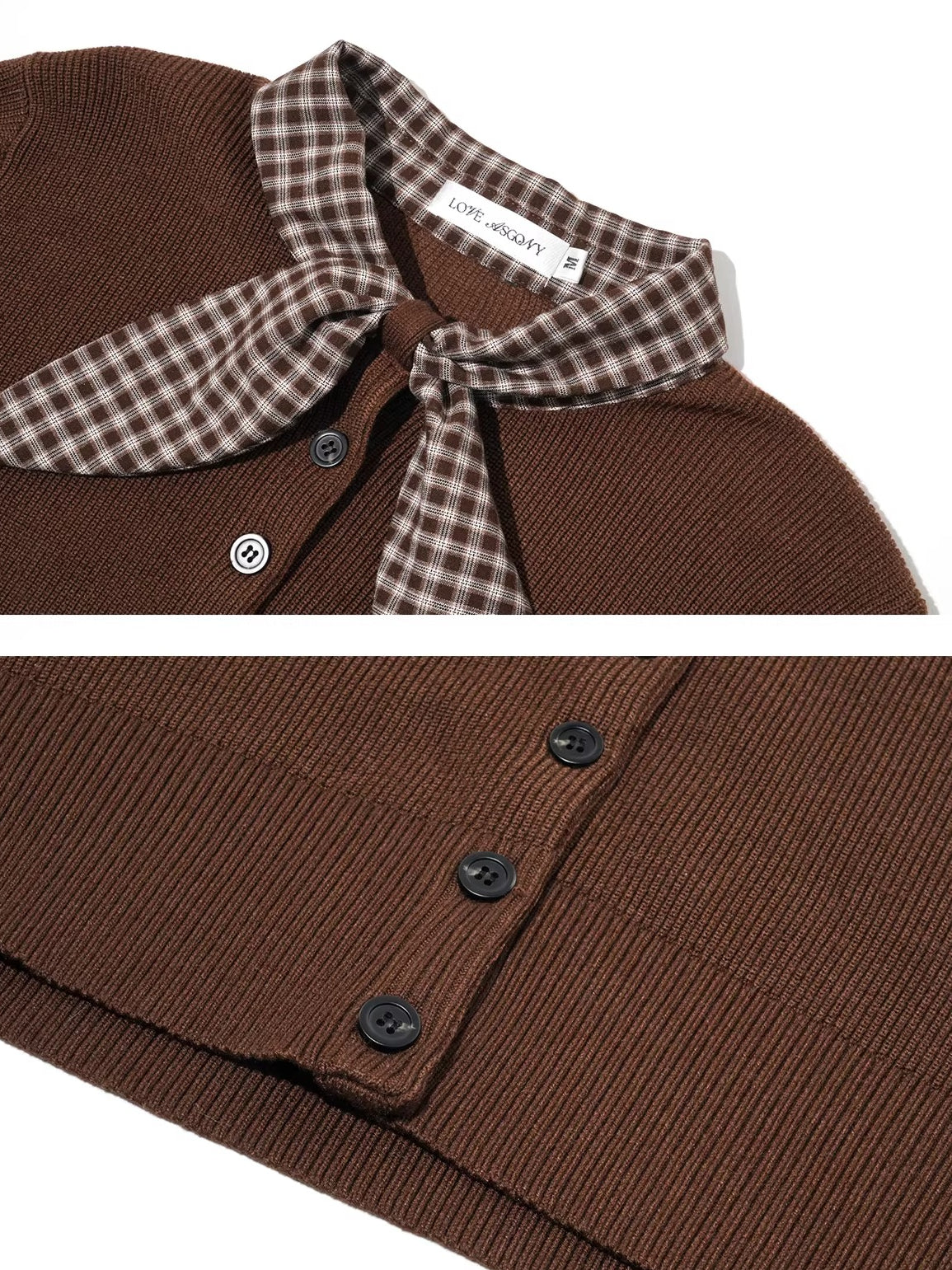 Wool Plaid Bunny Tie Knit Top & Skirt Set