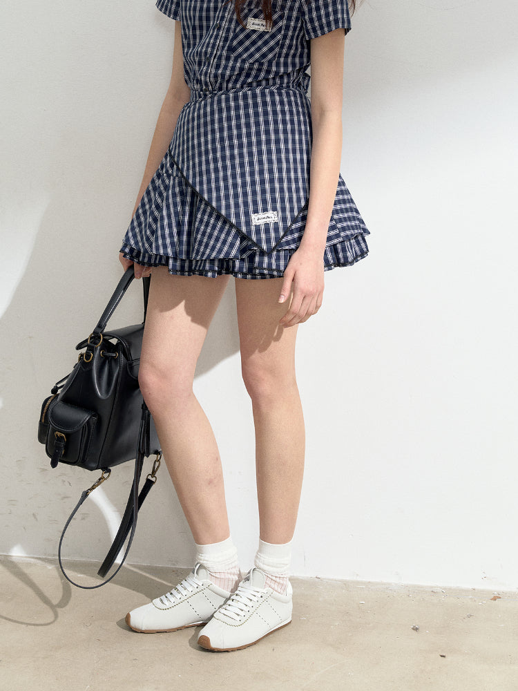 Blue Plaid College Style Tencel Cotton Shirt