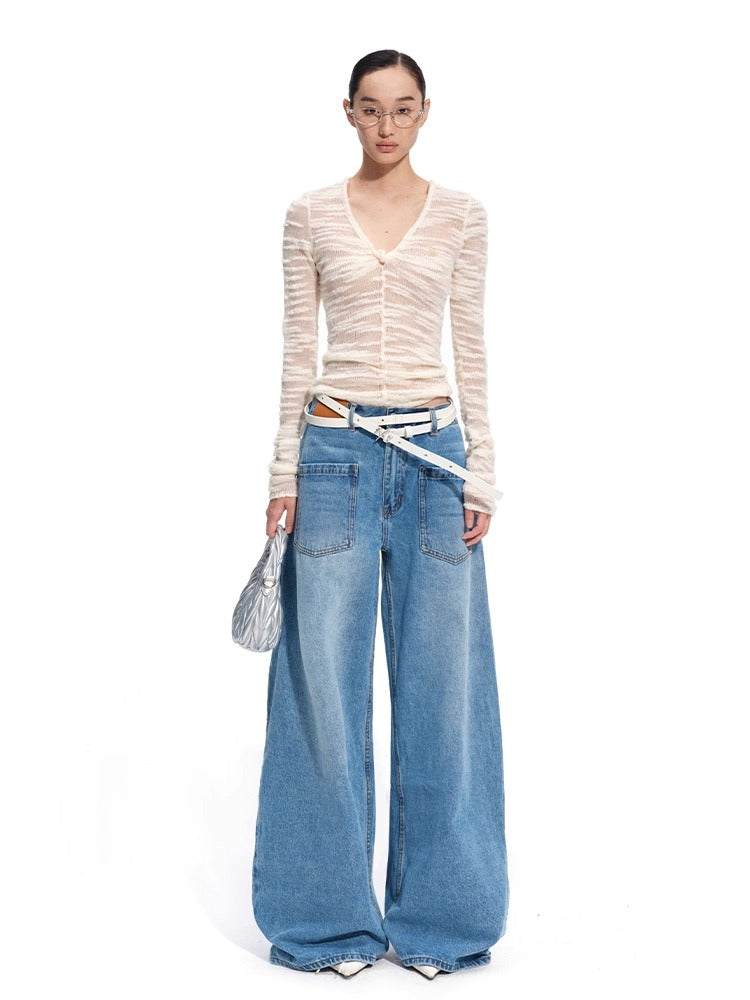 Florence 100% Wool Semi-Sheer Fitted V-Neck
