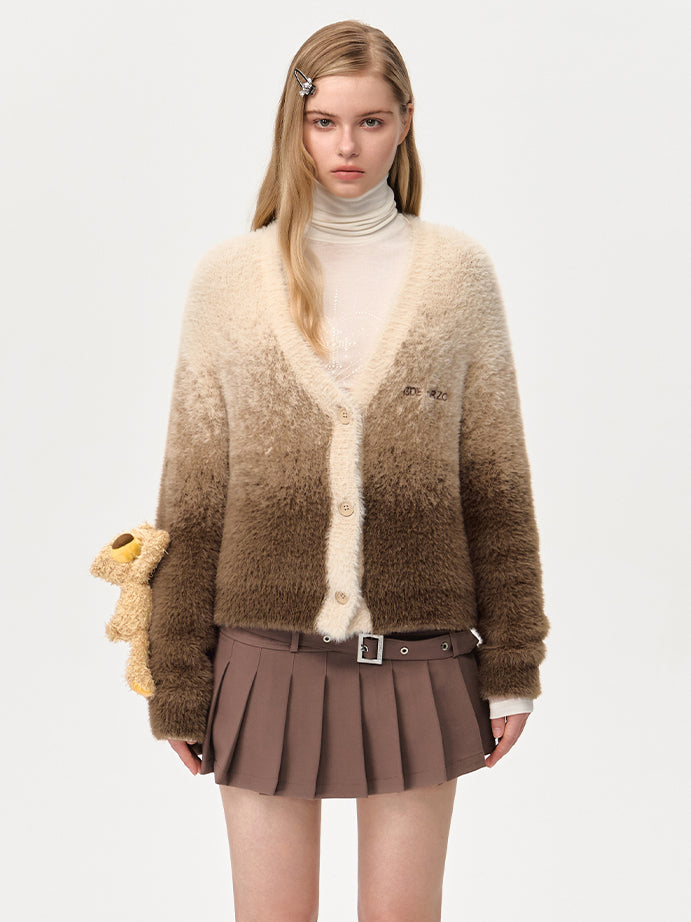 Khaki & Pink Doozoo Gradient Cardigan