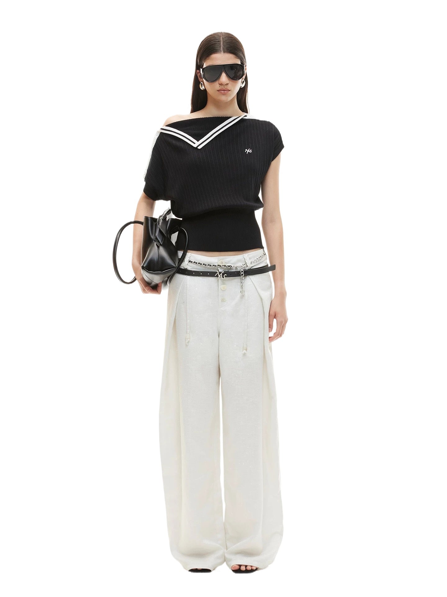 Black Contrast Asymmetric Tee