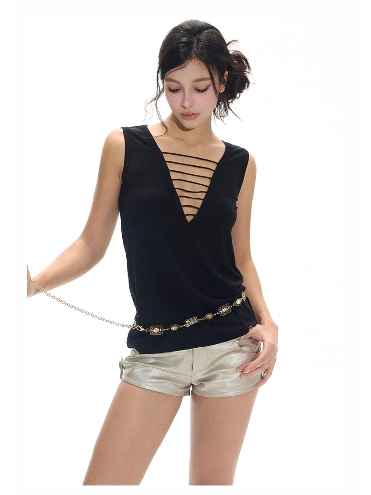 Deep V-neck Cutout Tank Top