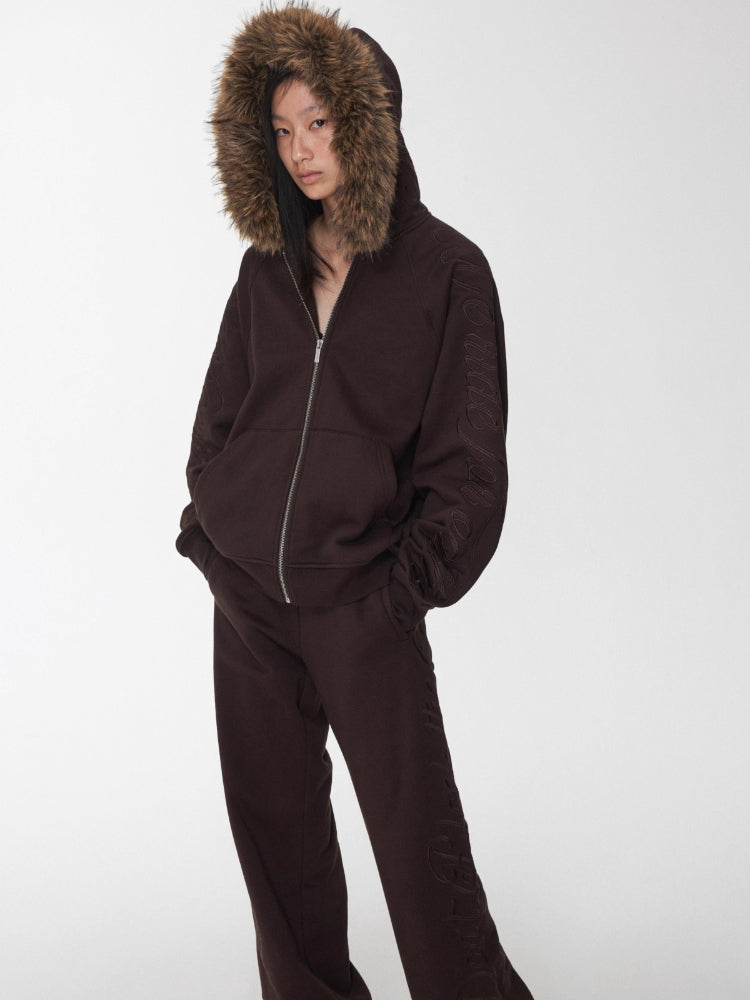 Script Embroidery Hoodie Sweat Set