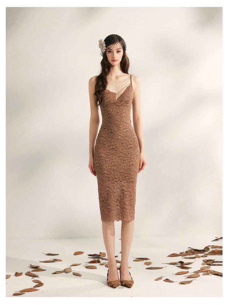 Embroidered Lace Fishtail Dress