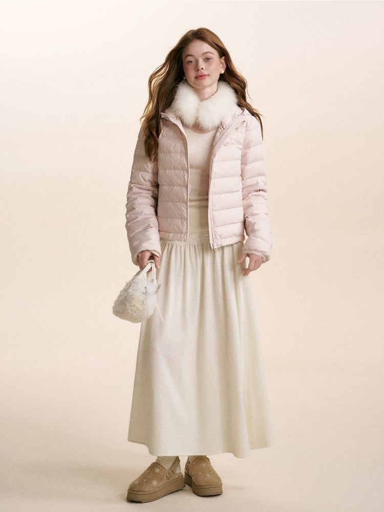 Hooded Ribbed Down Jacket