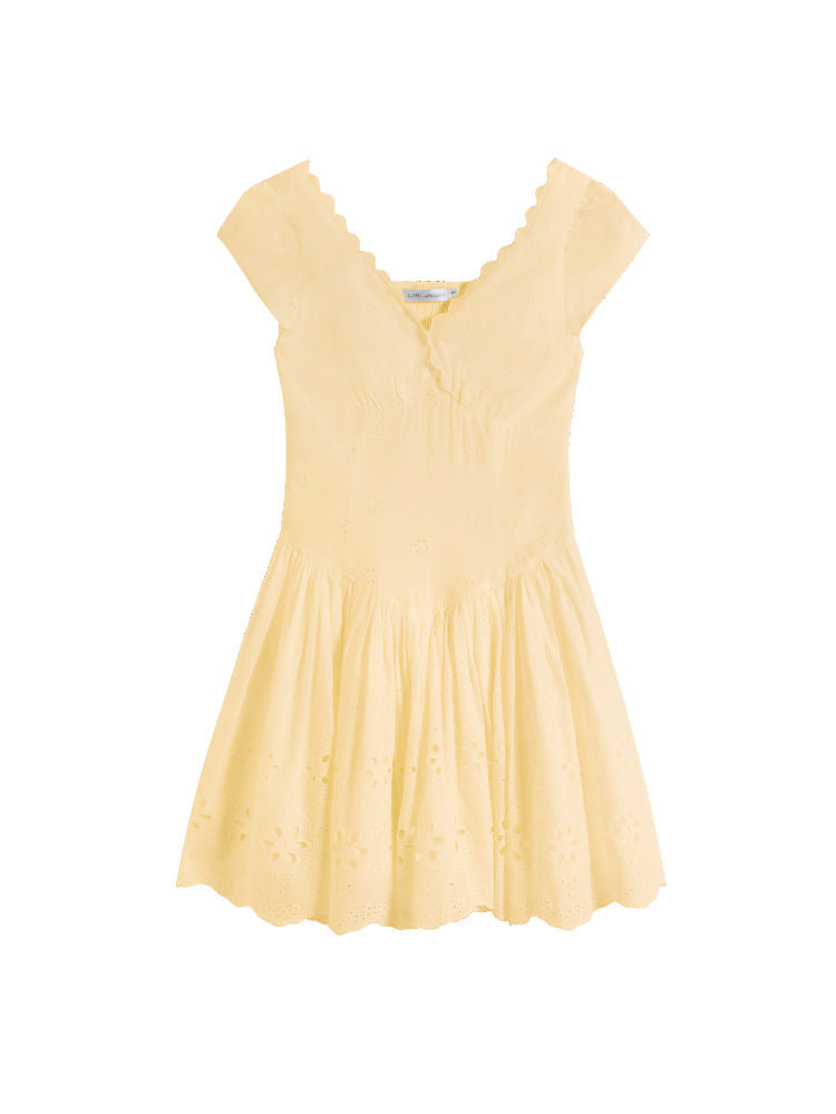 V-Neck Flower - Cutout Dress